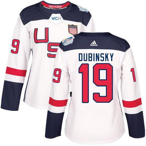 Team USA #19 Brandon Dubinsky White 2016 World Cup Women's Stitched NHL Jersey